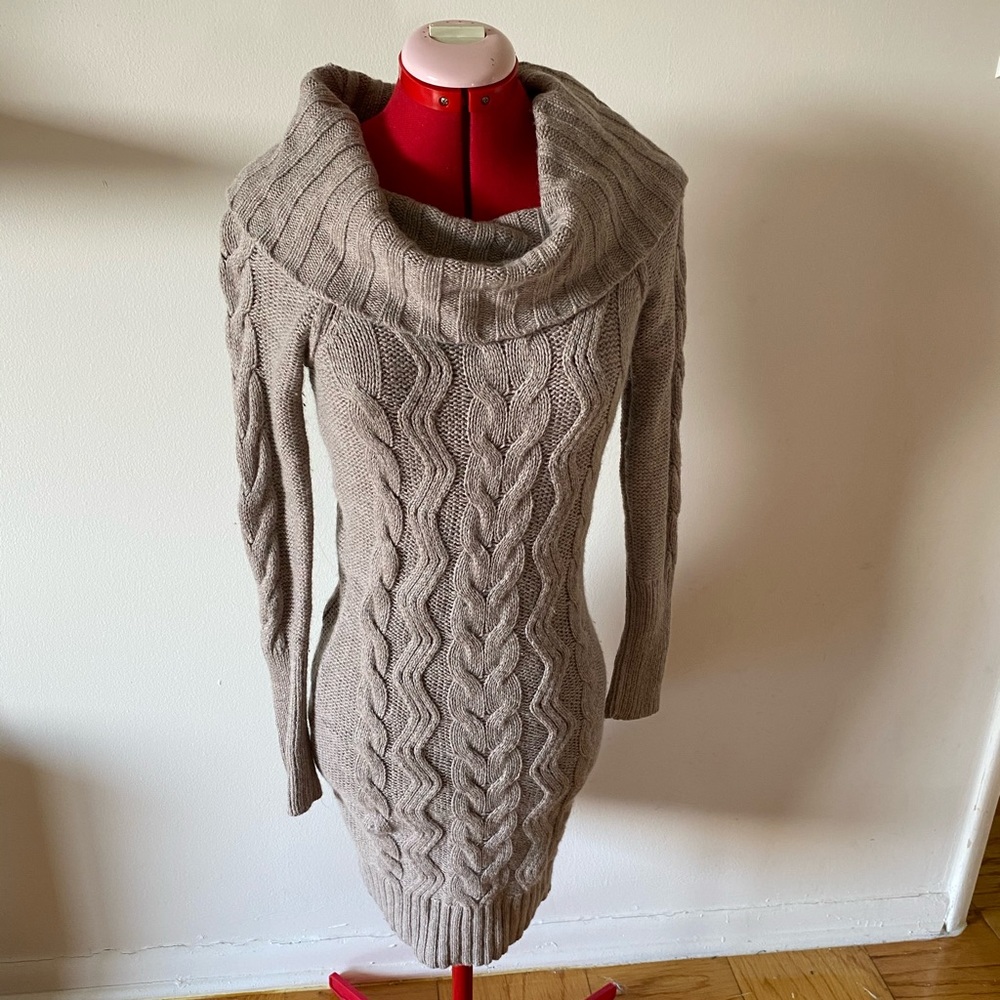 Ann Taylor Knit Sweater Long Sleeves Taupe Cream